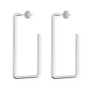 Boucles d'oreilles&nbsp;/&nbsp;puces en acier Inox rectangle Argent&eacute;