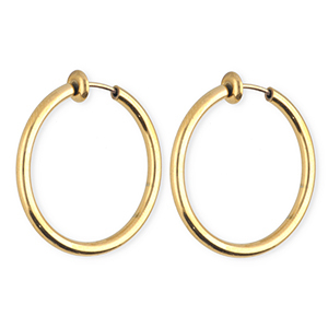 Clip&nbsp;boucles d'oreilles&nbsp;/&nbsp;cr&eacute;oles en acier Inox Dor&eacute;
