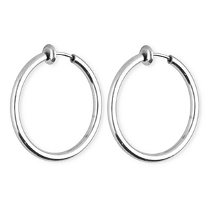 Clip&nbsp;boucles d'oreilles&nbsp;/&nbsp;cr&eacute;oles en acier Inox Argent&eacute;