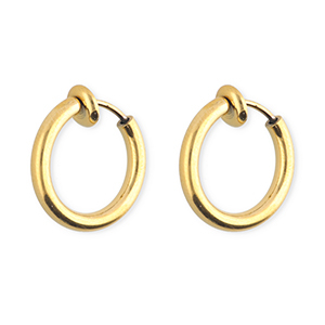Clip&nbsp;boucles d'oreilles&nbsp;/&nbsp;cr&eacute;oles en acier Inox Dor&eacute;
