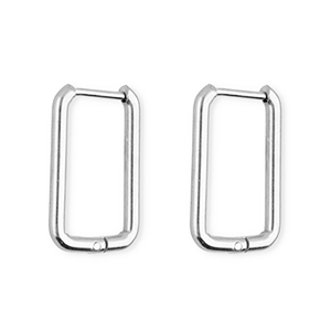 Boucles d'oreilles&nbsp;/&nbsp;cr&eacute;oles en acier Inox rectangle Argent&eacute;