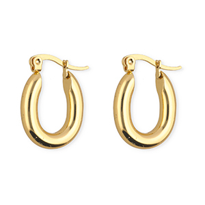 Boucles d'oreilles&nbsp;/&nbsp;cr&eacute;oles en acier Inox ovale Dor&eacute;