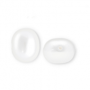 Imitations perles d&rsquo;eau douce ovale trou vertical Blanc