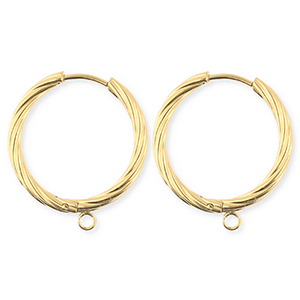 BY31&reg; Appr&ecirc;ts en acier Inox boucles d'oreilles&nbsp;/&nbsp;puces cr&eacute;oles torsad&eacute; avec anneau Dor&eacute;