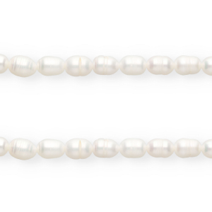Perles d'eau douce imparfaites grain de riz 7x6mm"" Blanc naturel