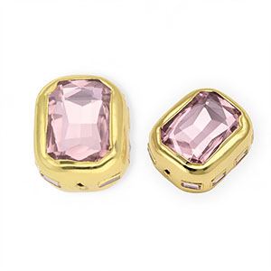Perles Statement rectangle &agrave; facettes Dor&eacute;-rose