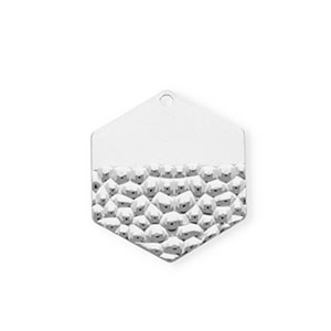 Breloques en acier Inox hexagone Argent&eacute;