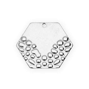 Breloques en acier Inox hexagone Argent&eacute;