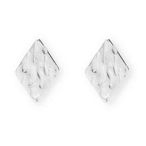Appr&ecirc;ts en acier Inox boucles d'oreilles / puces d&rsquo;oreilles losange avec anneau Argent&eacute;