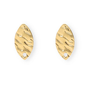 Appr&ecirc;ts en acier Inox boucles d'oreilles / puces d&rsquo;oreilles ovale avec anneau Dor&eacute;