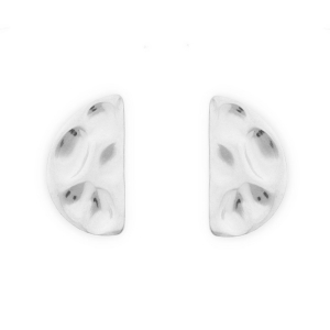 Appr&ecirc;ts en acier Inox boucles d'oreilles&nbsp;/&nbsp;puces d&rsquo;oreilles semi-circulaire avec anneau Argent&eacute;