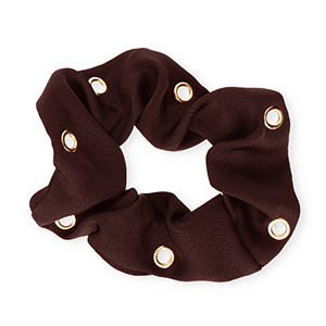 Elastique pour cheveux chouchou soyeux avec anneaux Marron fonc&eacute;-dor&eacute;