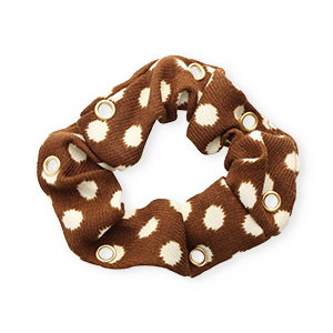 Elastique pour cheveux chouchou pois avec anneaux Marron-blanc-dor&eacute;