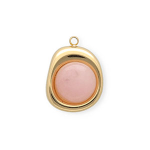 Breloques en acier Inox Jade organique ovale Dor&eacute;-rose clair