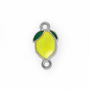 Appr&ecirc;ts en acier Inox connecteur &eacute;mail citron Argent&eacute;-jaune-vert