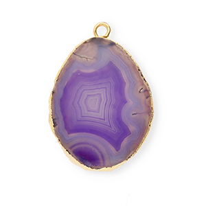 Breloque en pierre naturelle Agate Blanc-violet-dor&eacute;