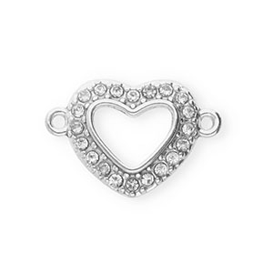 Appr&ecirc;ts en acier Inox connecteur avec strass coeur Argent&eacute;-cristal