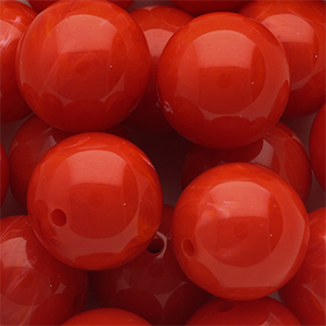 Perles acryliques 18 mm rond Rouge-blanc marbr&eacute;