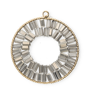 Pendentifs facett&eacute;es rond Dor&eacute;-gris
