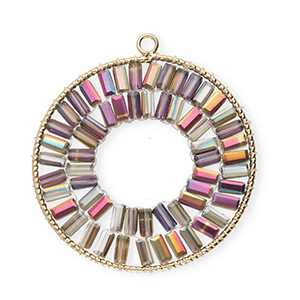 Pendentifs facett&eacute;es rond Dor&eacute;-transparent-AB coating