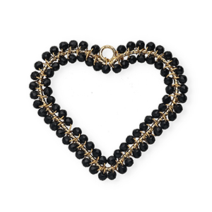 Pendentifs facett&eacute;es c&oelig;ur Dor&eacute;-noir