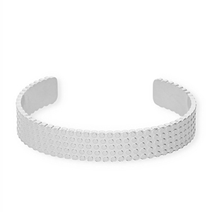 Bracelets en acier Inox jonc points Argent&eacute;