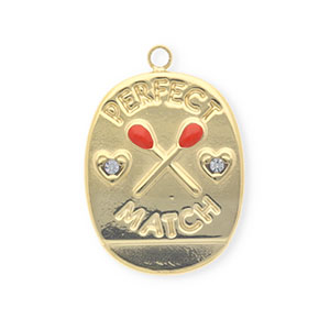 Breloques en acier Inox ovale "perfect match" Dor&eacute;-rouge
