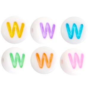 Perles acryliques alphabet lettre W multicolore-blanc