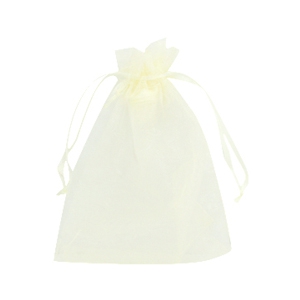 Sachet &agrave; bijoux en organza 10x13cm jaune clair