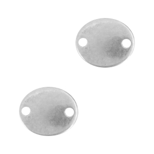 Breloques en m&eacute;tal DQ connecteur ovale Argent&eacute; antique (sans nickel)