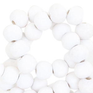 Perles en bois rond 8mm blanc