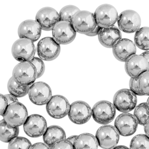 Perles h&eacute;matites rond 8mm gris clair
