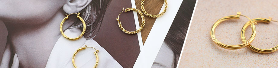 Achetez la nouvelle série de créoles en acier inoxydable Achetez la nouvelle série de créoles en acier inoxydable