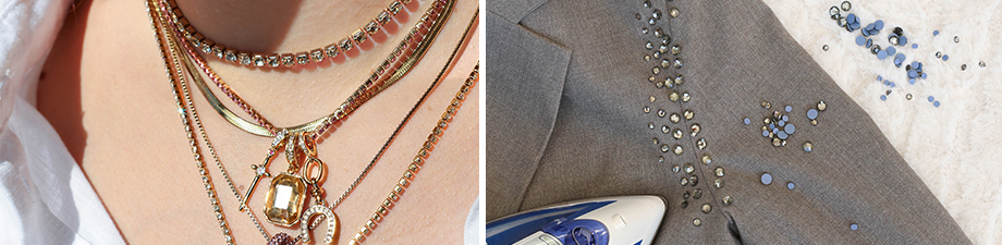 Nouvelle s&eacute;rie de strass thermocollants et cha&icirc;nes strass