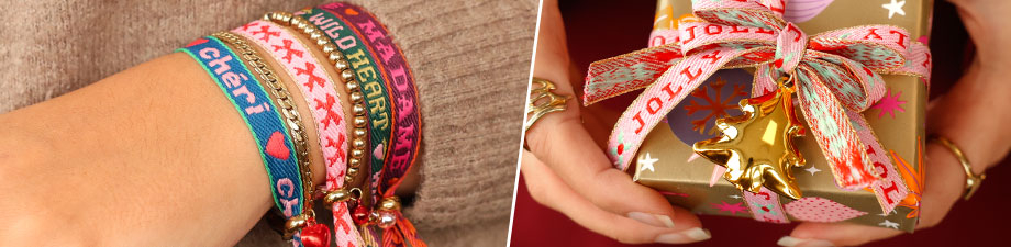 Grelots en métal et ruban BY31® avec texte Grelots en métal et ruban BY31® avec texte