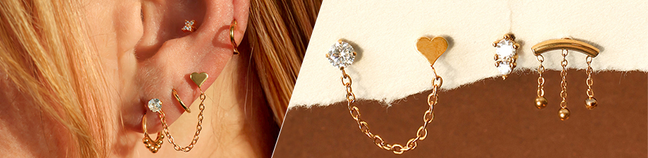 NEW ! Piercings d&rsquo;oreilles en acier inoxydable